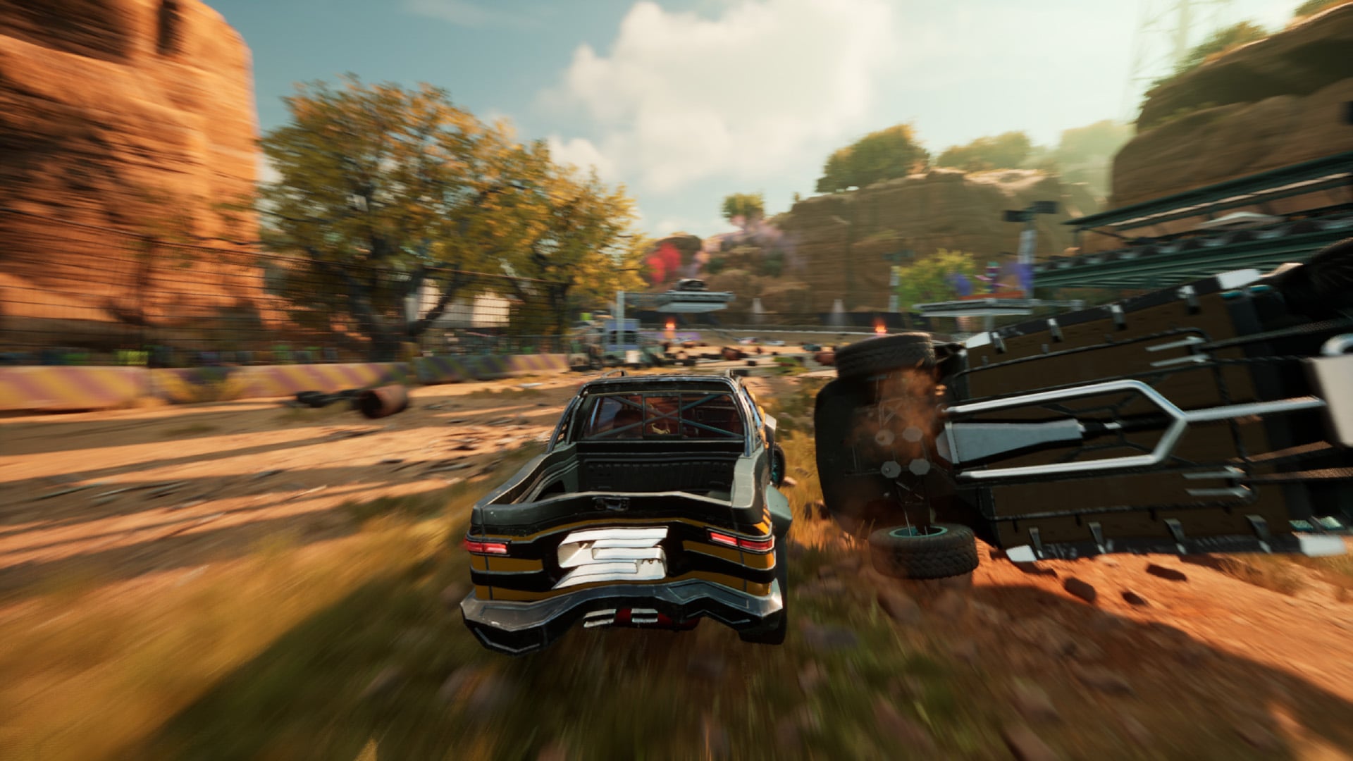 Arcade-style racing and manic vehicular destruction 